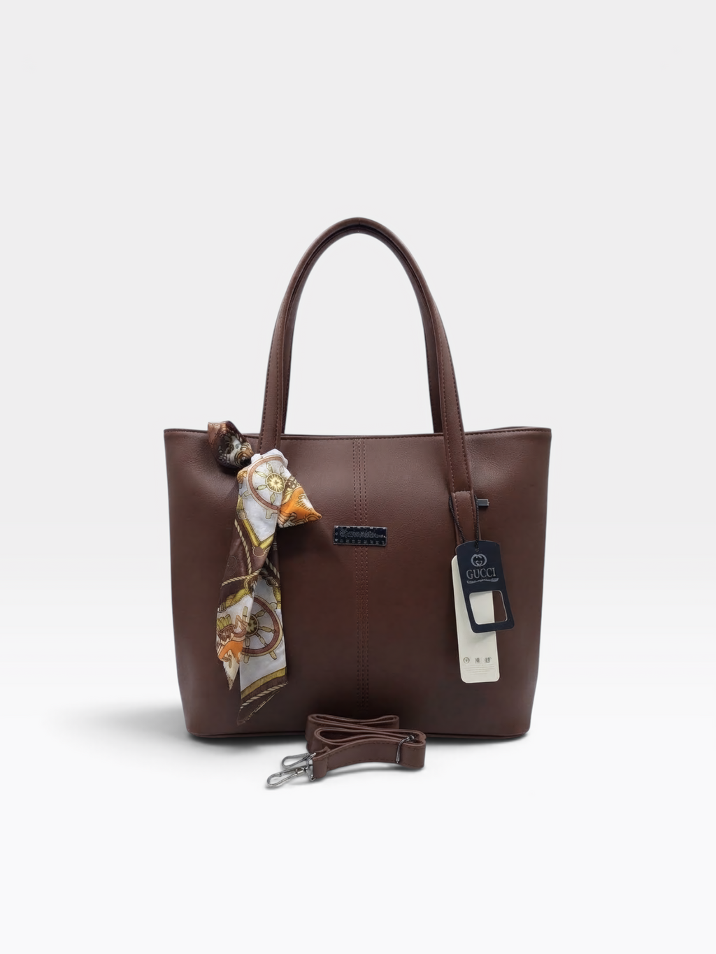 Scarf Detail Structured Tote Bag