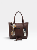 Scarf Detail Structured Tote Bag