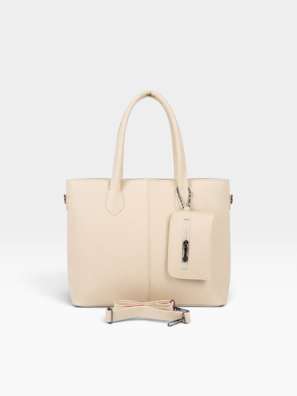 Chain Pouch Structured Tote Bag