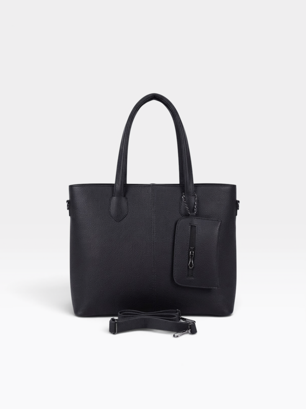 Chain Pouch Structured Tote Bag