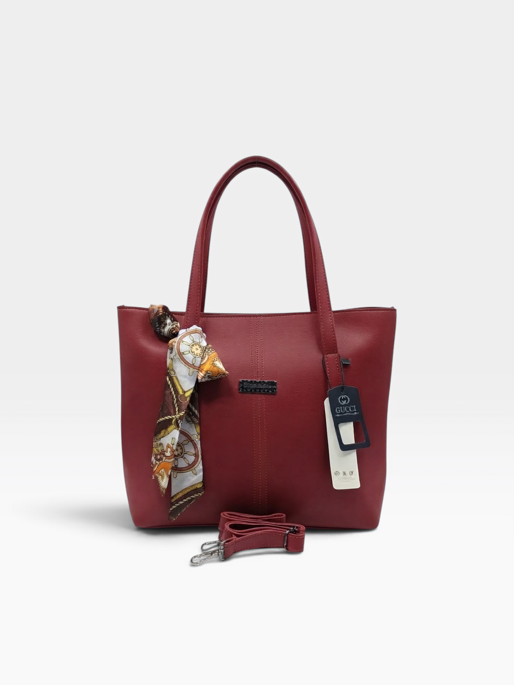 Scarf Detail Structured Tote Bag