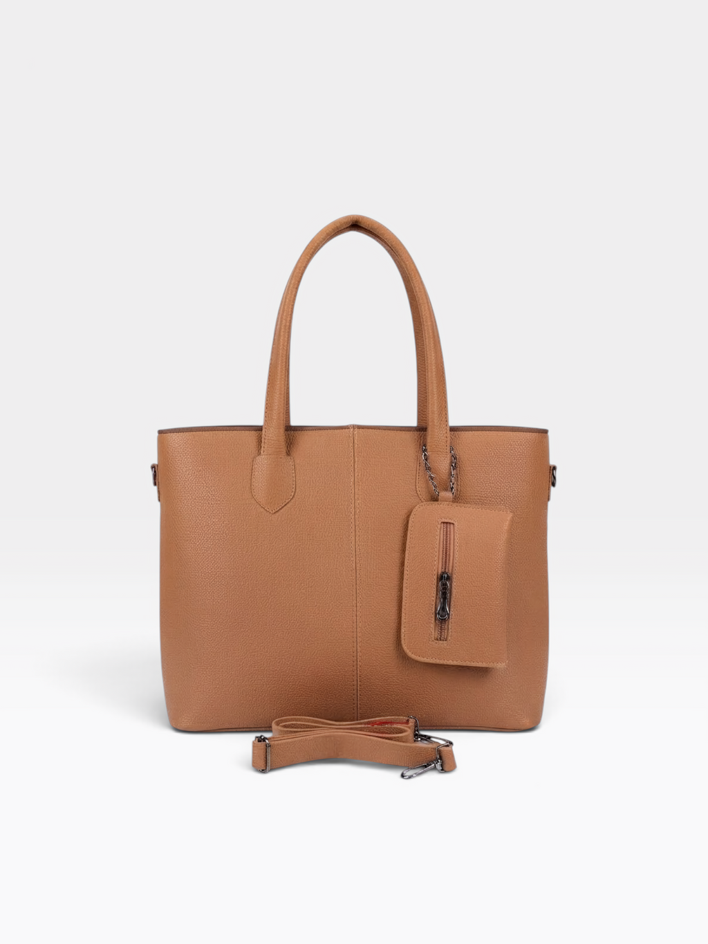 Chain Pouch Structured Tote Bag