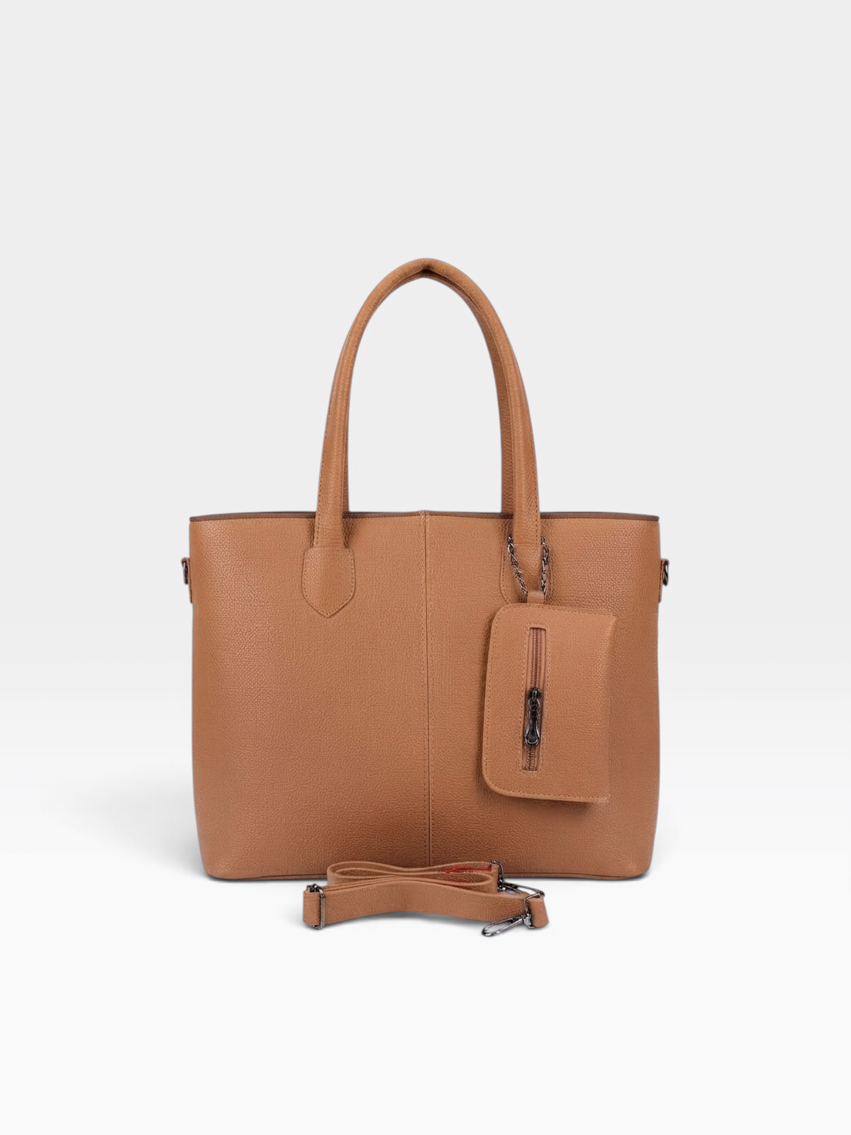 Chain Pouch Structured Tote Bag