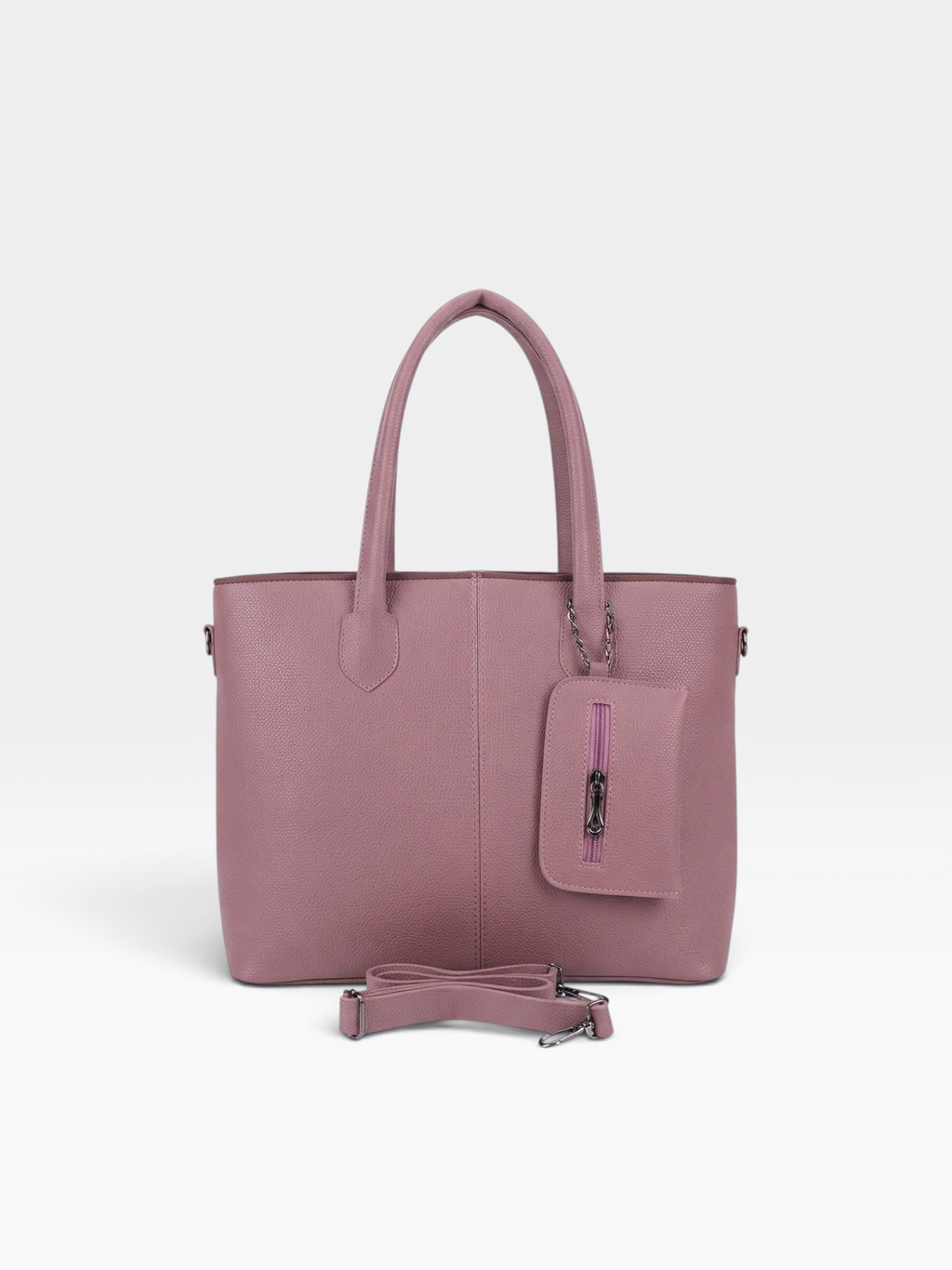 Chain Pouch Structured Tote Bag