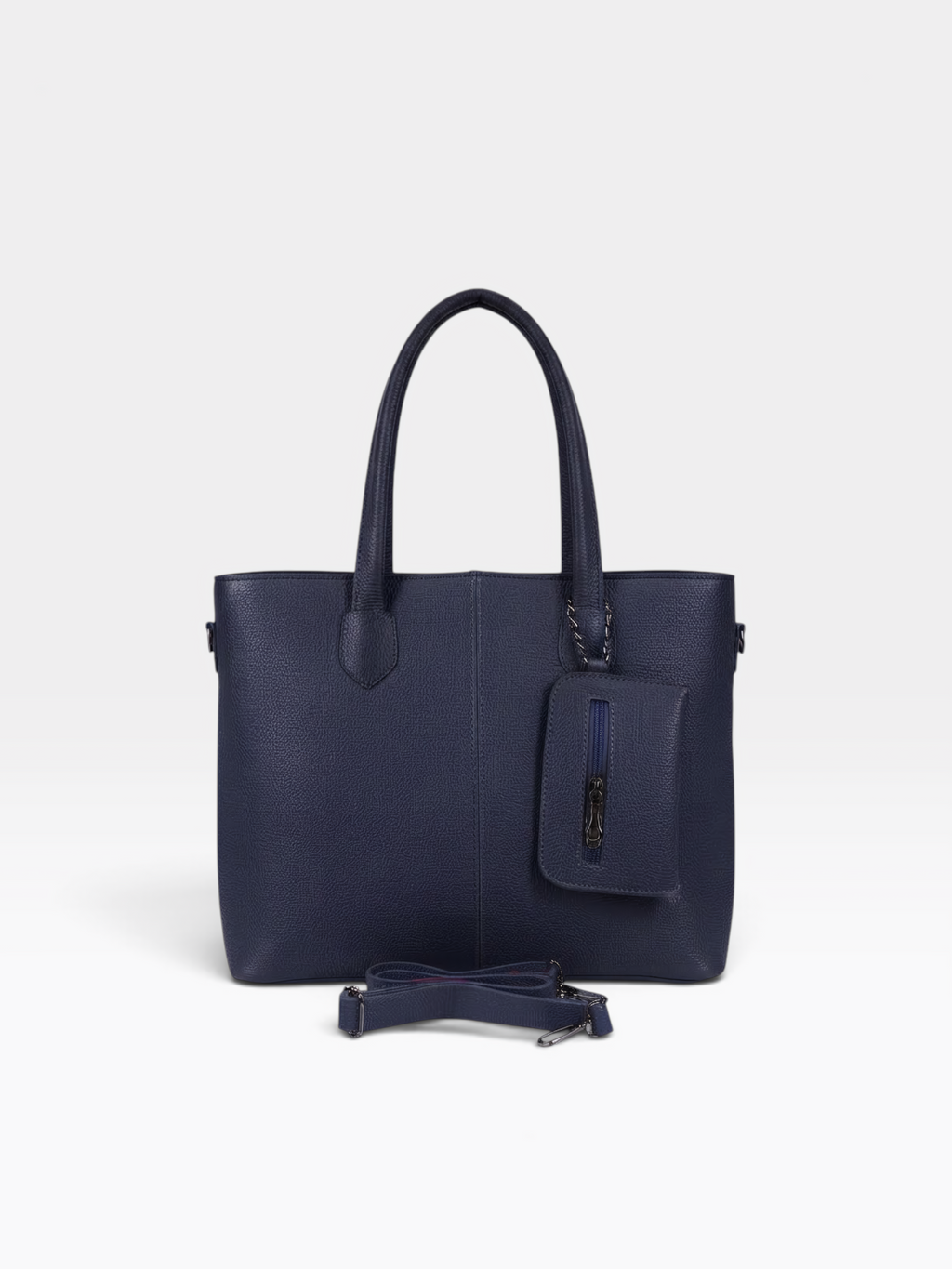 Chain Pouch Structured Tote Bag