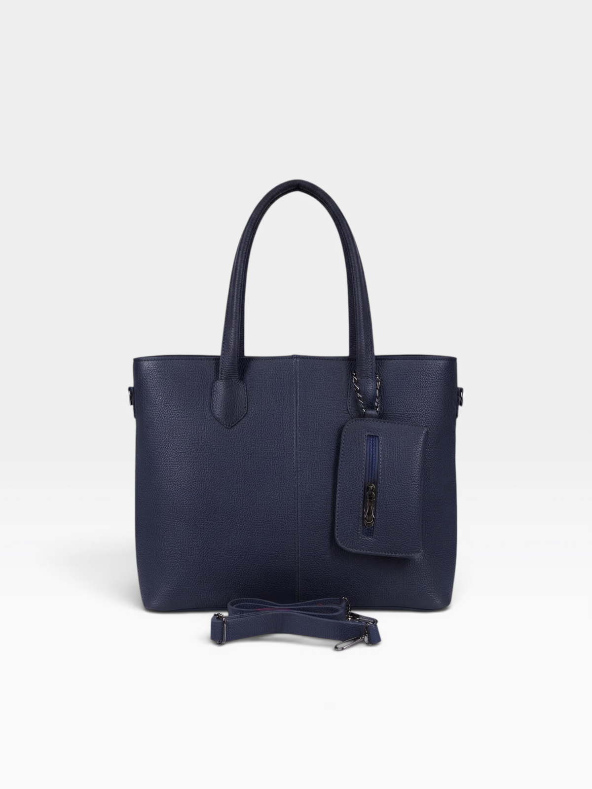 Chain Pouch Structured Tote Bag