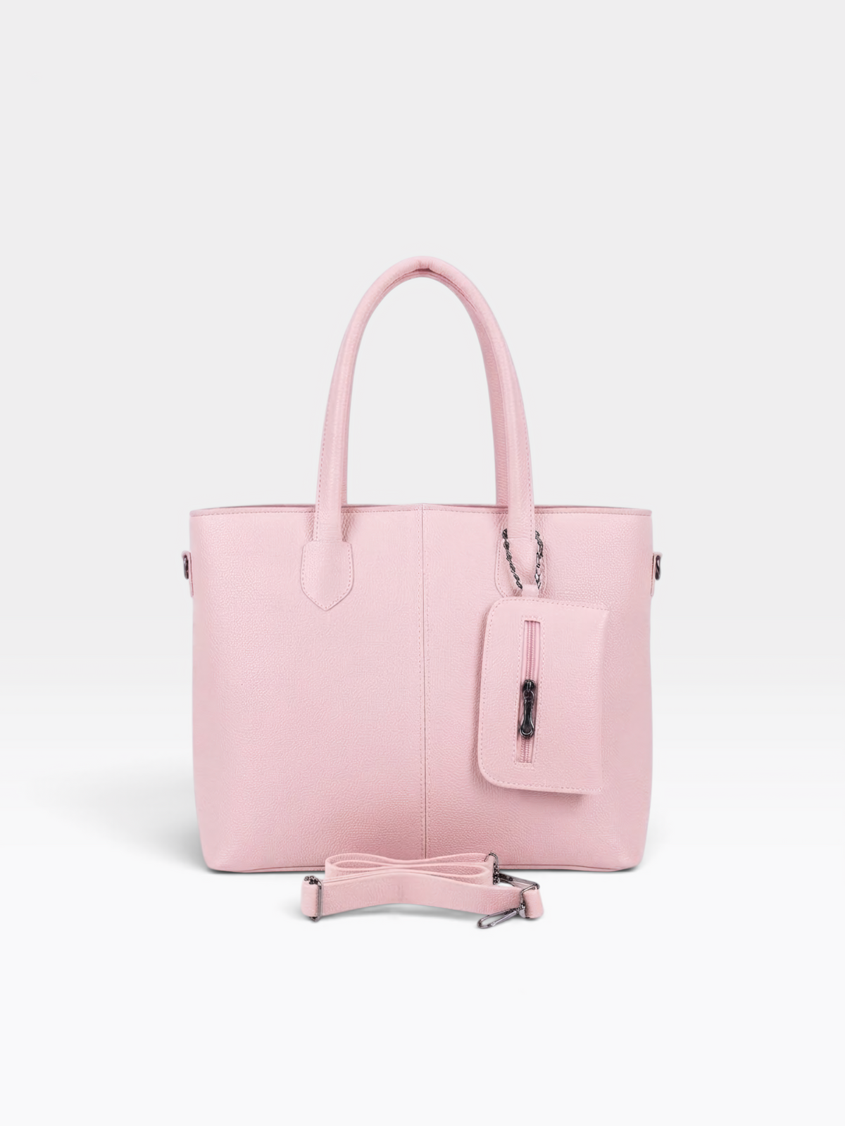 Chain Pouch Structured Tote Bag