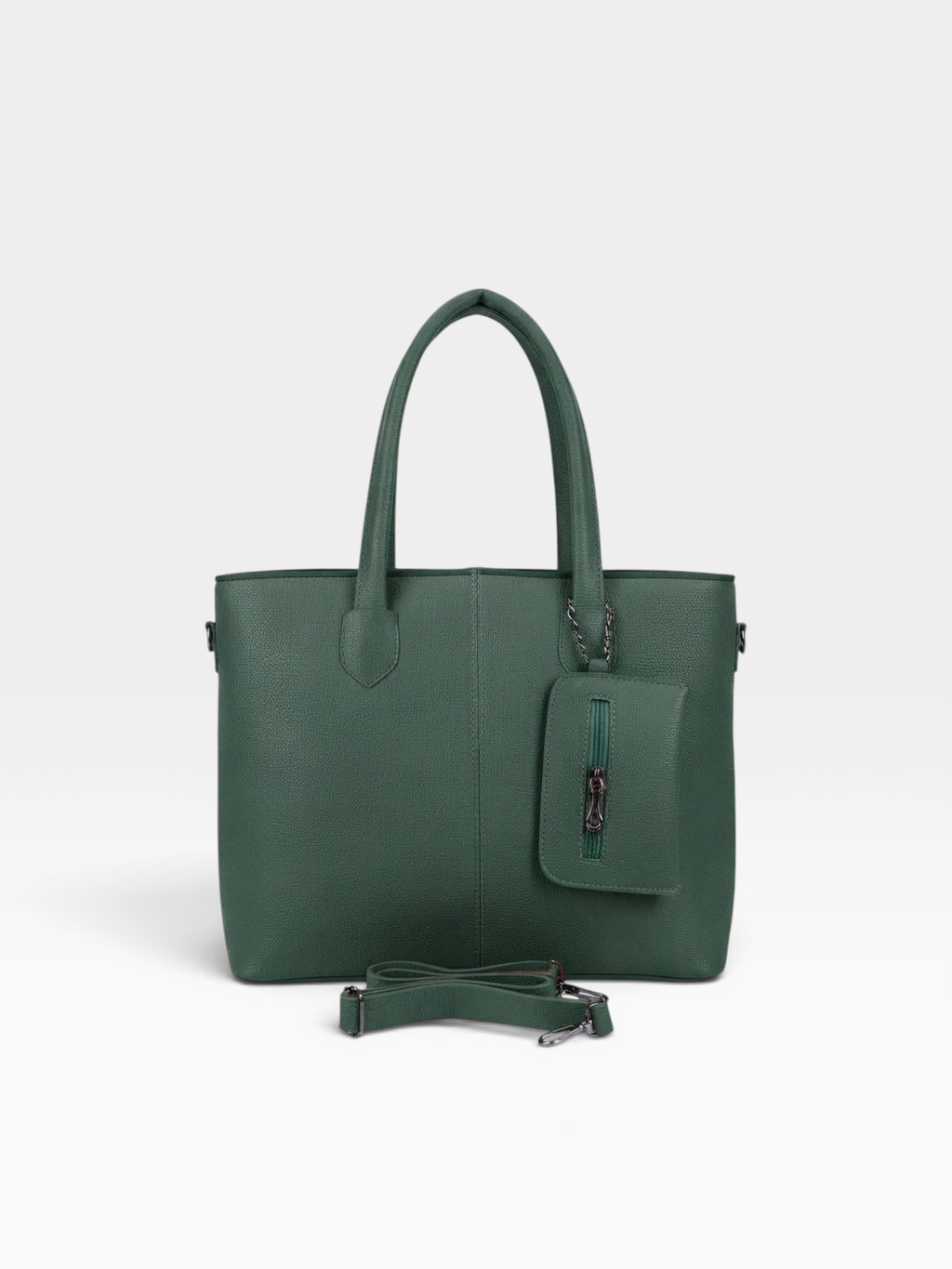 Chain Pouch Structured Tote Bag