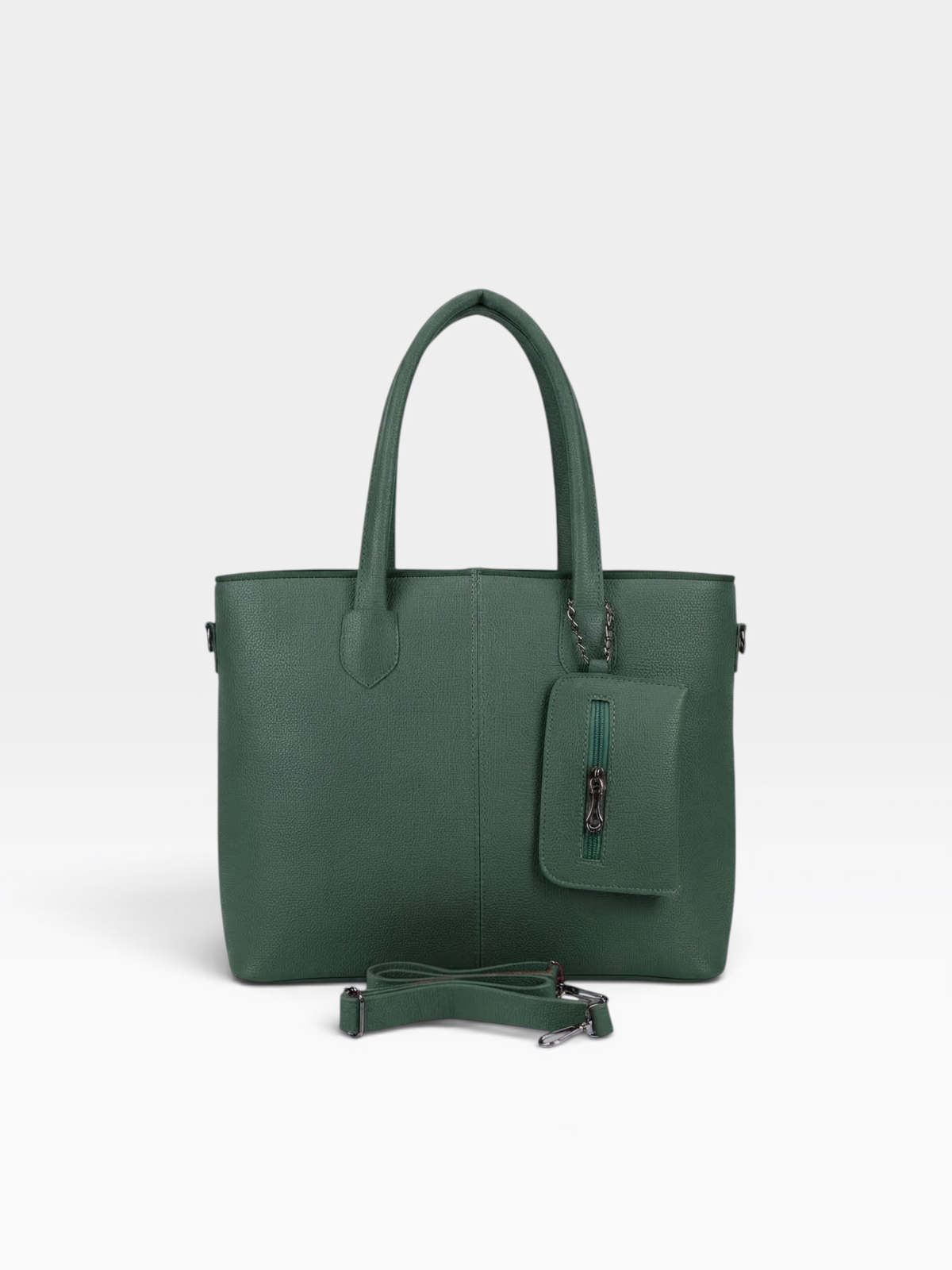 Chain Pouch Structured Tote Bag