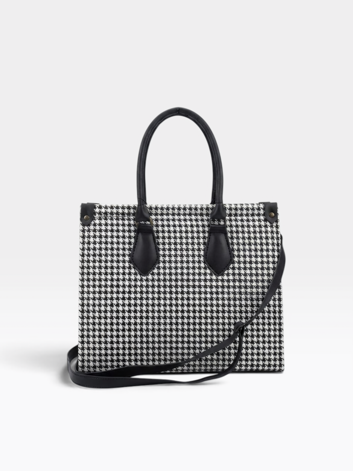 Large Houndstooth Structured Tote – product view 1
