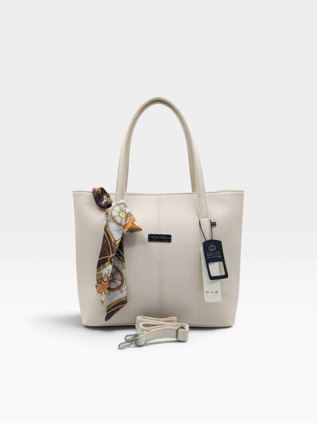 Scarf Detail Structured Tote Bag
