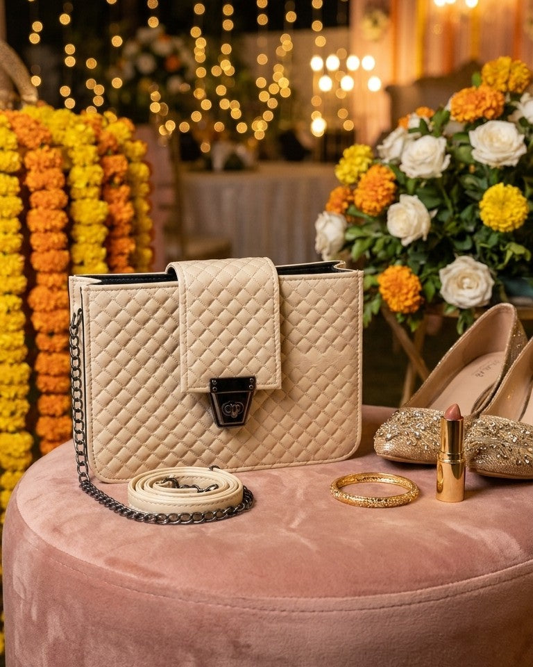 Quilted Chain Lock bag - wedding and party styling